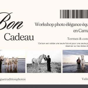 Bon cadeau workshop photo élégance équestre en Camargue